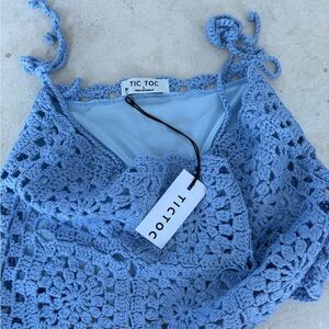TIC TOC Blue Crochet Women Top